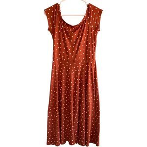 Soprano NWOT woman’s polka dot rust color midi dress size large